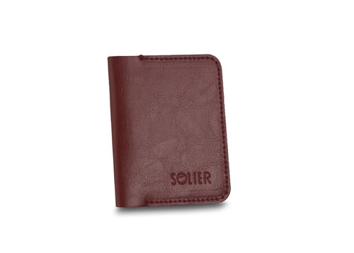 Slim leather men's wallet with coin holder SOLIER SW16 SLIM brown maroon