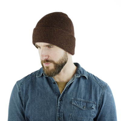 Ciepła wełniana czapka 100% wełny NORDIS ciemny brąz