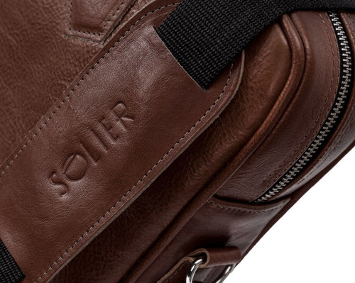 Genuine leather laptop bag Solier SL22 Kingston dark brown