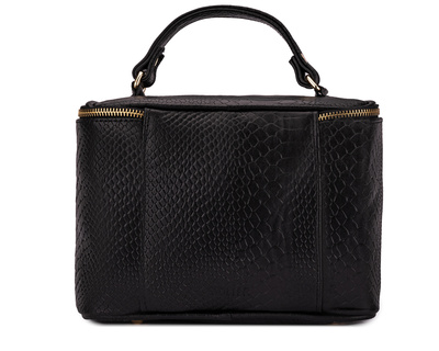 Elegant genuine leather women's beauty bag FK01 Solier black snake