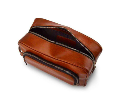 Elegant genuine leather men's beauty bag SK04 SOLIER vintage brown