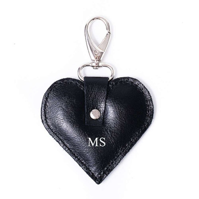 Personalised leather key ring Solier SA26 black