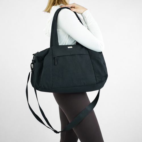 Genuine leather woman's laptop bag FL25 black with snake pattern