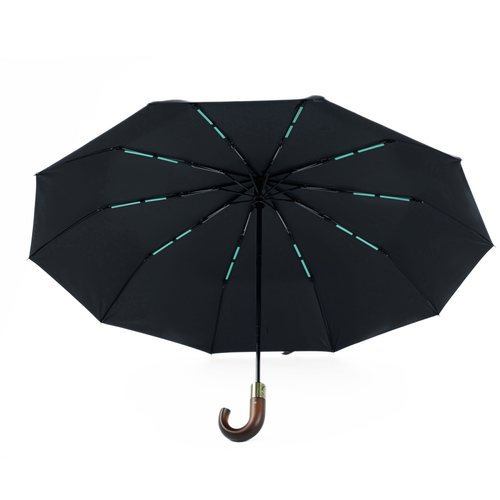 Składany mały parasol z odblaskowymi elementami - czarny