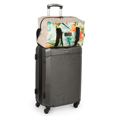 Carry-on bag Solier STB01 40x25x20 BEIGE + PARROTS