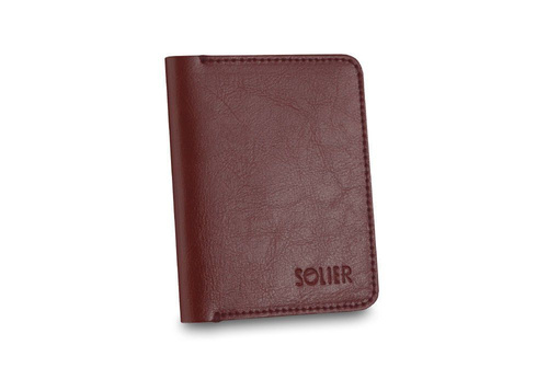 Slim leather men's wallet with coin holder SOLIER SW15 SLIM BROWN