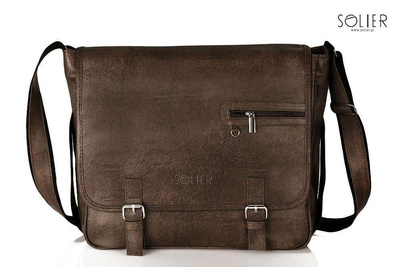 Brown shoulder laptop bag Solier S12