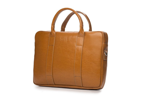 Cognac leather shoulder laptop bag SL20 EDYNBURG