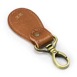 Personalised leather key ring Solier SA59 vintage brown vegetable tanned leather