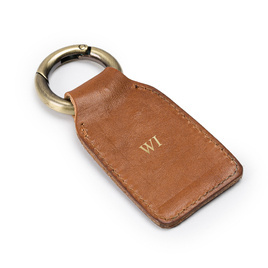 Personalised leather key ring Solier SA61 vintage brown vegetable tanned leather