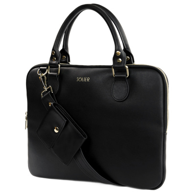 Genuine leather woman's laptop bag 13,3'' FL26 Alcamo black with snake pattern
