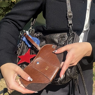 Personalizowane skórzane etui na okulary Solier SA36 - brązowy vintage