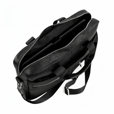 Genuine leather woman's laptop bag FL25 black with snake pattern