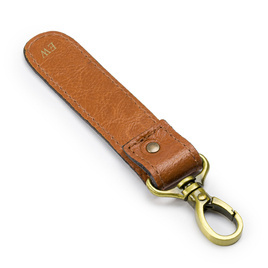 Personalised leather key ring Solier SA64 camel