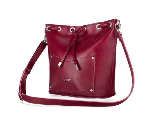 Genuine leather woman's messenger bag Nea FL19 burgundy