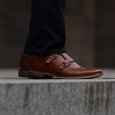 Men's stylish leather Chukka shoes / boots dark brown M467DBS