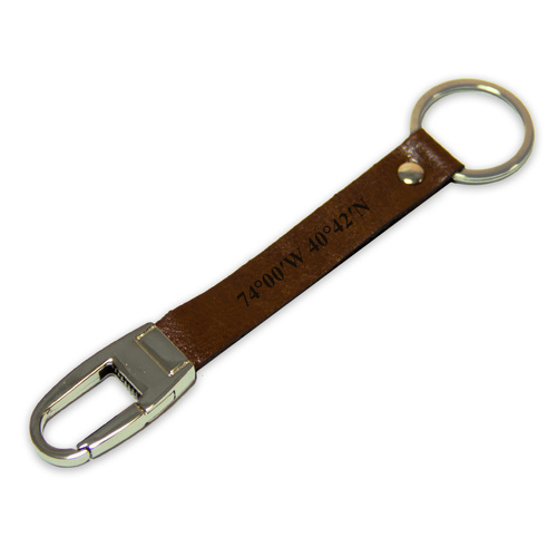 Personalised leather key ring Solier SA32 brown vintage