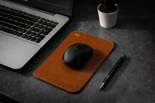 Personalised genuine leather mouse pad Solier SA42 black