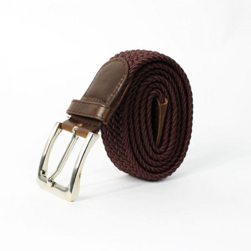 Elegant, woven belt for man SOLIER SB08 dark brown