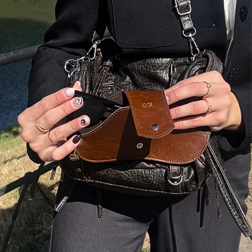 Personalizowane skórzane etui na okulary Solier SA36 - camel