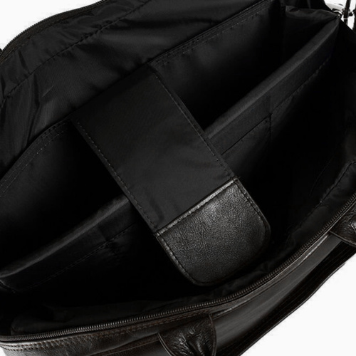 Black leather shoulder laptop bag Solier Rothen SL30 