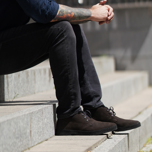 Men's stylish leather Chukka shoes / boots dark brown M467DBS