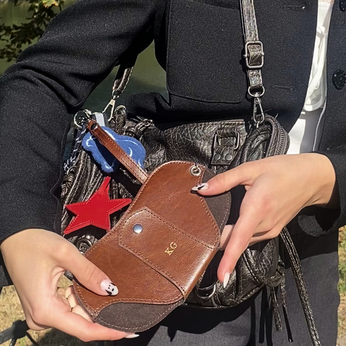Personalizowane skórzane etui na okulary Solier SA36 - camel