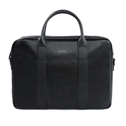Black leather shoulder laptop bag SL20 EDYNBURG