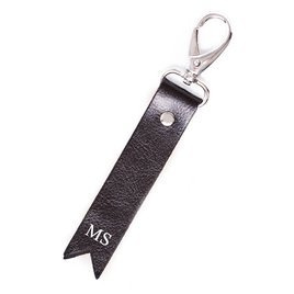 Personalised leather key ring Solier SA28 black