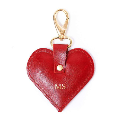 Personalised leather key ring Solier SA26 red