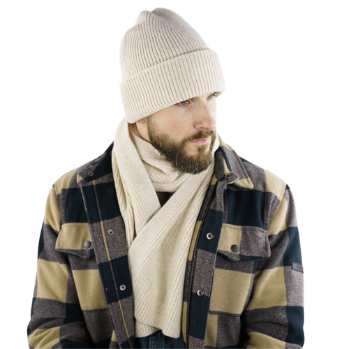 Ciepły wełniany szalik 100% wełny FJORD jasny beż