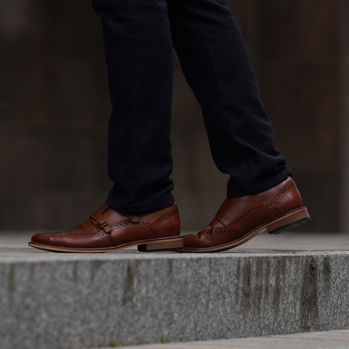 Men's stylish leather Chukka shoes / boots dark brown M467DBS
