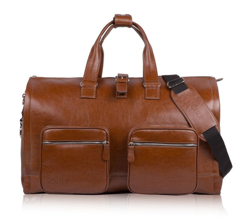 Genuine leather men's garment bag SL18 Harlow vintage brown