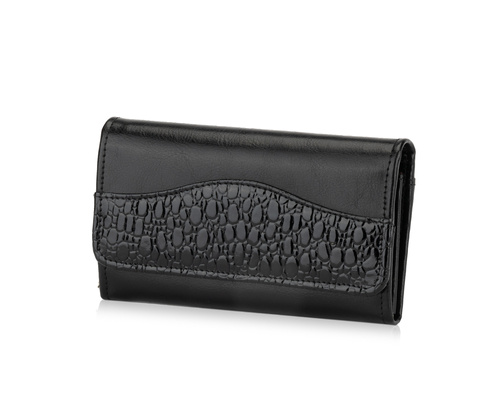 Elegant Women's leather wallet Solier P17 black snake