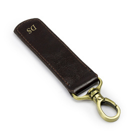 Personalised leather key ring Solier SA62 dark brown