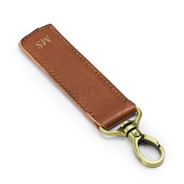 Personalised leather key ring Solier SA62 vintage brown vegetable tanned leather
