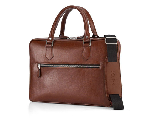 Genuine leather laptop bag with luggage holder Solier SL23 Easton