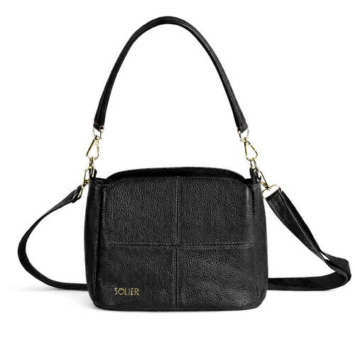 Skórzana torebka damska crossbody Solier FL50 CASSIA czarna