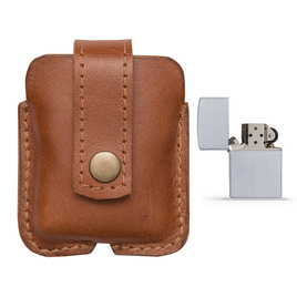 Set of personalized Zippo lighter and leather case