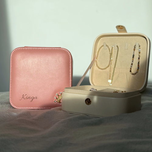 Personalizowana duża szkatułka na biżuterię - róż