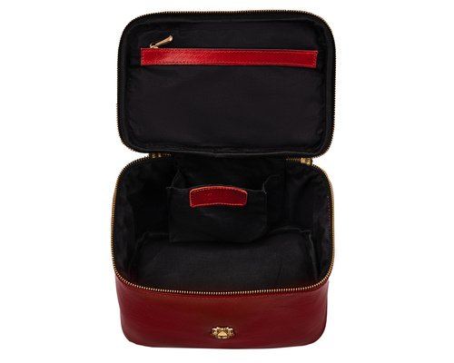 Elegant genuine leather women's beauty bag FK01 Solier red