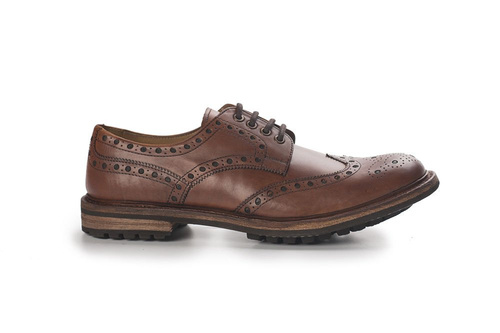 Genuine leather elegant Brogue Shoes Goodyear Welted brown