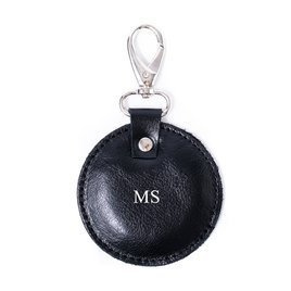 Personalised leather key ring Solier SA27 black