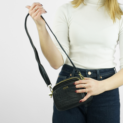Skórzana torebka damska crossbody Solier FL59 AMORIA czarna