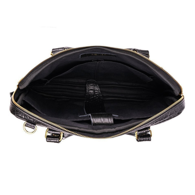 Genuine leather woman's laptop bag 13,3'' FL26 Alcamo black with snake pattern