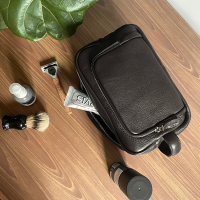 Personlised genuine leather men's beauty bag SK04