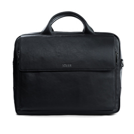 Black leather shoulder laptop bag Solier Rothen SL30