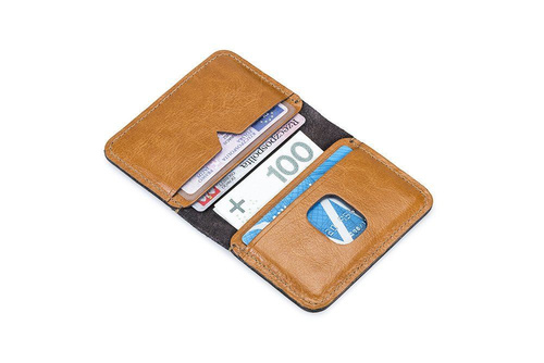 Slim leather men's wallet SOLIER SW11 SLIM LIGHT BROWN