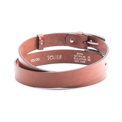 Elegant light brown leather belt SOLIER SB10