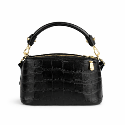 Genuine leather woman's laptop bag FL25 black with snake pattern